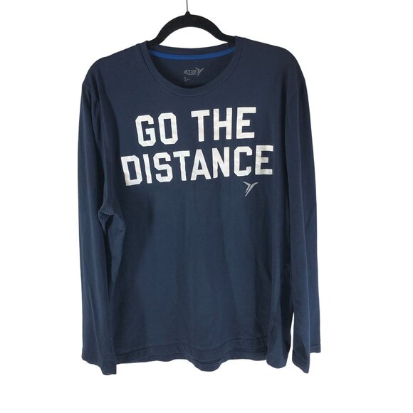 Old Navy Active "Go The Distance" Print Mens Long Sleeve Shirt Navy Blue XL - Picture 1 of 4